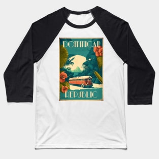 Dominican Republic Vintage Travel Art Poster Baseball T-Shirt